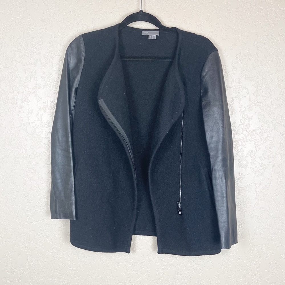 Vince asymmetrical Wool and Leather Moro jacket